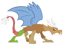 Size: 900x644 | Tagged: alternate character design, artifact, artist:orangel8989, derpibooru import, dewclaw, discord, draconequus, history lesson, male, quadrupedal, safe, simple background, solo, speculation, transparent background, vector