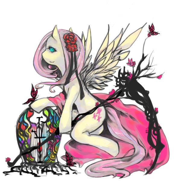 Size: 600x600 | Tagged: artist:sjui00, derpibooru import, fluttershy, scythe, semi-grimdark