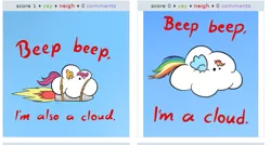 Size: 537x288 | Tagged: beep beep, cloud, derpibooru, derpibooru import, exploitable meme, juxtaposition, juxtaposition win, meta, rainbow dash, safe, scootaloo, screencap