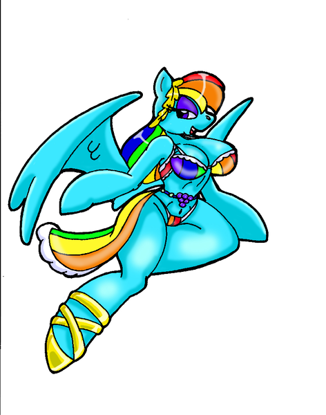 Size: 787x1000 | Tagged: anthro, artist:redmagejacob, belly button, bikini, breasts, busty rainbow dash, clothes, derpibooru import, dress, gala dress, rainbow dash, suggestive, swimsuit