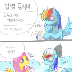 Size: 600x600 | Tagged: artist:sjui00, comic, derpibooru import, fluttershy, korean, rainbow dash, safe