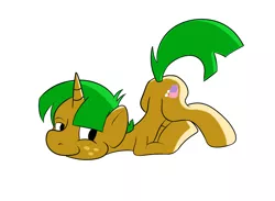 Size: 1000x730 | Tagged: safe, artist:sb, derpibooru import, snails, pony, unicorn, colt, face down ass up, male, simple background, solo, white background