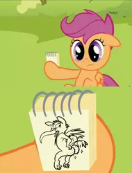 Size: 1095x1440 | Tagged: suggestive, derpibooru import, scootaloo, pegasus, pony, ass, butt, comic, drawing, female, filly, griffy the griffin