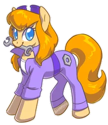 Size: 638x735 | Tagged: artist:sharky, chip and dale rescue rangers, clothes, crossover, derpibooru import, engineer, gadget hackwrench, goggles, mechanic, mouth hold, overalls, ponified, safe, wrench