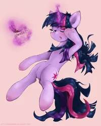 Size: 960x1200 | Tagged: artist:brandarxiii, bed mane, coffee, derpibooru import, safe, sleepyhead, twilight sparkle