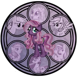 Size: 900x900 | Tagged: artist needed, safe, derpibooru import, minty, princess twilight 2.0, star catcher, sunny daze (g3), thistle whistle, twilight sparkle, twilight sparkle (alicorn), twilight velvet, wysteria, alicorn, pony, dive to the heart, female, g3, kingdom hearts, mare, stained glass