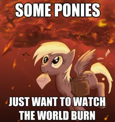 Size: 377x400 | Tagged: safe, derpibooru import, derpy hooves, pegasus, pony, female, image macro, mare, meme, some men just want to watch the world burn, the dark knight, watch the world burn