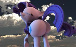 Size: 949x585 | Tagged: suggestive, artist:eggo81194, derpibooru import, rarity, pony, unicorn, 3d, cloud, cloudy, fat, gmod, impossibly large butt, plot, rearity, the ass was fat