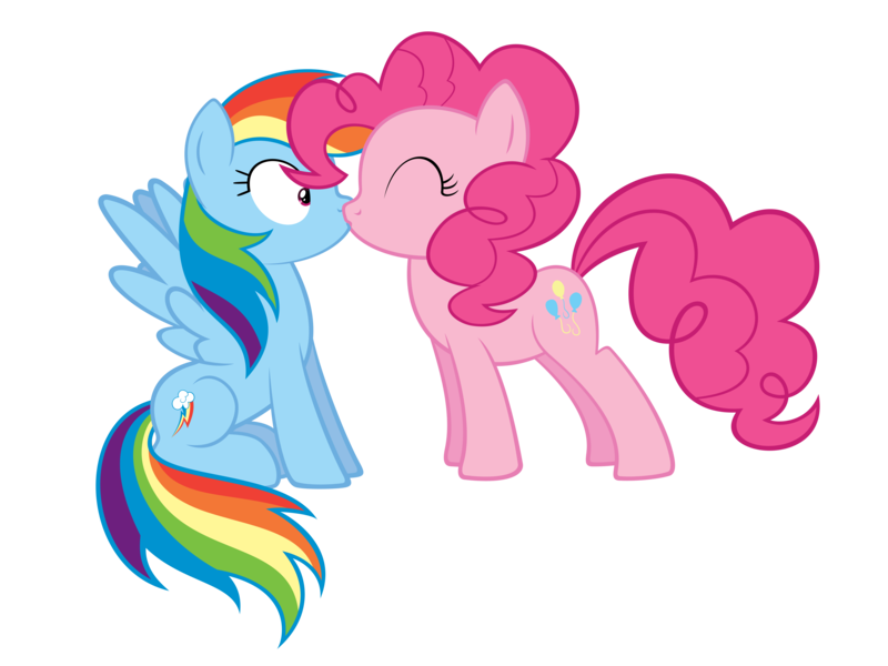 Size: 8000x6000 | Tagged: safe, artist:atmospark, derpibooru import, pinkie pie, rainbow dash, .psd available, absurd resolution, female, kissing, lesbian, pinkiedash, shipping, simple background, surprise kiss, surprised, transparent background, vector, wingboner