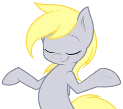 Size: 4998x4447 | Tagged: safe, artist:joey darkmeat, artist:zutheskunk traces, derpibooru import, derpy hooves, pegasus, pony, absurd resolution, eyes closed, hilarious in hindsight, shrug, simple background, smiling, solo, transparent background, vector, vector trace