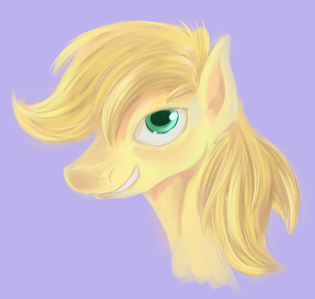 Size: 1000x950 | Tagged: safe, artist:sb, derpibooru import, braeburn, earth pony, pony, bust, grin, male, portrait, profile, simple background, solo, stallion