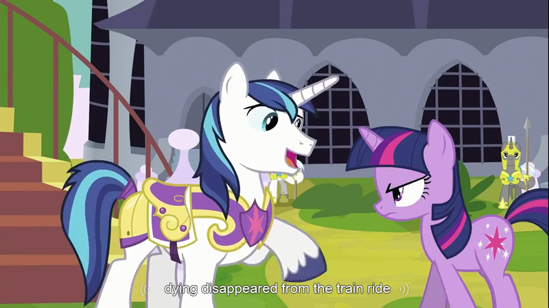 Size: 1366x768 | Tagged: a canterlot wedding, derpibooru import, safe, screencap, shining armor, twilight sparkle, youtube caption, youtube link