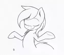 Size: 750x640 | Tagged: safe, artist:joey darkmeat, derpibooru import, derpy hooves, pegasus, pony, female, hilarious in hindsight, mare, monochrome, shrug, sketch, solo, traditional art