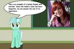 Size: 577x381 | Tagged: artist:ponyflea, chalkboard, derpibooru import, human, human studies101 with lyra, irl, lauren faust, lyra heartstrings, photo, safe