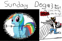 Size: 1280x853 | Tagged: safe, derpibooru import, rainbow dash, pony, crappy art, edgy, furry, gun, hate, hater, haters gonna hate, imminent death, imminent murder, peagsus, rifle, sniper rifle, weapon