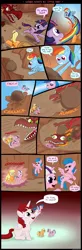 Size: 850x2577 | Tagged: safe, artist:fadri, derpibooru import, applejack, applejack (g1), firefly, rainbow dash, twilight sparkle, oc, oc:fausticorn, alicorn, dragon, pony, comic:and that's how equestria was made, boulder, comic, filly, foal, g1, g1 to g4, generation leap, lauren faust, playing, toy