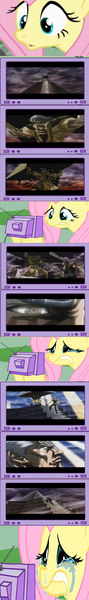 Size: 819x5493 | Tagged: safe, derpibooru import, fluttershy, pony, death, exploitable meme, hokuto no ken, kenshiro, meme, shuu, tv meme