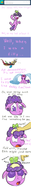 Size: 1000x5872 | Tagged: artist:loopuleasa, ask a screwed pony, comic, derpibooru import, discord, filly, foal, hat, how screwball got her hat, propeller hat, safe, screwball, swirly eyes, tumblr