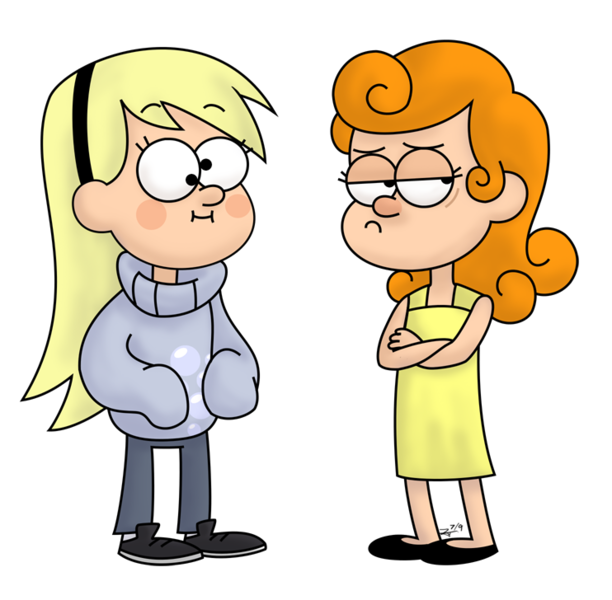Size: 742x728 | Tagged: artist:zicygomar, carrot top, crossed arms, derpibooru import, derpy hooves, golden harvest, gravity falls, humanized, safe, simple background, style emulation, transparent background