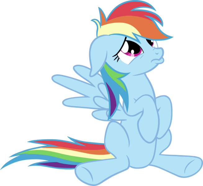 Size: 4000x3669 | Tagged: safe, artist:wildtiel, derpibooru import, rainbow dash, read it and weep, cute, dashabetes, floppy ears, looking up, nose wrinkle, pouting, sad, simple background, sitting, solo, spread wings, transparent background, vector