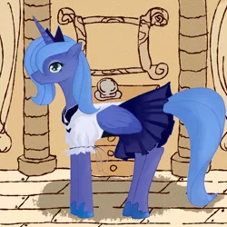 Size: 1500x1500 | Tagged: dead source, safe, artist:jesrartes, derpibooru import, princess luna, alicorn, pony, clothes, female, maid, mare, paint tool sai, s1 luna, solo