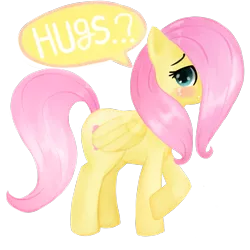 Size: 2100x2100 | Tagged: dead source, safe, artist:jesrartes, derpibooru import, fluttershy, pegasus, pony, blushing, crossed hooves, female, hair over one eye, high res, hug, hug request, mare, simple background, solo, transparent background