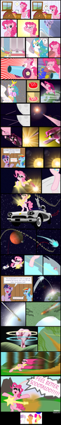 Size: 1268x8745 | Tagged: safe, artist:iomma, derpibooru import, apple bloom, pinkie pie, princess celestia, rainbow dash, scootaloo, sweetie belle, twilight sparkle, alicorn, earth pony, pegasus, pony, unicorn, awesome, badass, brodyquest, car, chevrolet, chevrolet corvette, comet, comic, convertible, corvette c1, cutie mark crusaders, dialogue, epic, female, filly, gimp, guitar, heavy metal, heavy metal (film), lithobraking, mare, mind blown, movie reference, music notes, party cannon, royal guard, space car, spacesuit, sun, sunglasses, the more you know, the stig, to the moon, wat