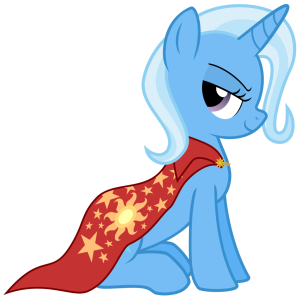 Size: 3000x3000 | Tagged: safe, artist:the smiling pony, derpibooru import, trixie, pony, unicorn, cape, clothes, female, high res, inkscape, mare, profile, simple background, sitting, smiling, solo, transparent background, vector