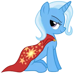 Size: 3000x3000 | Tagged: safe, artist:the smiling pony, derpibooru import, trixie, pony, unicorn, cape, clothes, female, high res, inkscape, mare, profile, simple background, sitting, smiling, solo, transparent background, vector