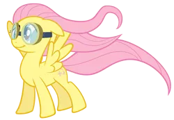 Size: 4000x2775 | Tagged: safe, artist:ohitison, derpibooru import, fluttershy, pegasus, pony, hurricane fluttershy, .psd available, female, goggles, mare, photoshop, simple background, smiling, solo, transparent background, windswept mane
