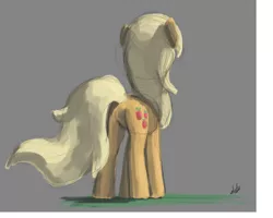 Size: 960x768 | Tagged: dead source, safe, artist:zlack3r, derpibooru import, applejack, earth pony, pony, female, loose hair, mare, plot, rear view, simple background, sketch, solo