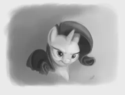 Size: 1600x1216 | Tagged: safe, artist:zlack3r, derpibooru import, rarity, pony, unicorn, angry, female, grayscale, mare, monochrome, sketch, solo
