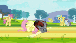 Size: 320x180 | Tagged: safe, derpibooru import, edit, edited screencap, screencap, cloudchaser, flitter, fluttershy, rainbow dash, spike, twilight sparkle, dragon, pegasus, pony, unicorn, hurricane fluttershy, anemometer, animated, caption, cloud, cutie mark, female, field, filly, flying, gif, male, mare, notepad, shazbot, text, tribes, tribes ascend, whistle, whistle necklace