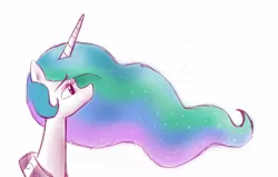 Size: 1100x700 | Tagged: safe, artist:mcnuggyy, derpibooru import, princess celestia, alicorn, pony, bust, female, looking up, mare, portrait, profile, simple background, solo, white background
