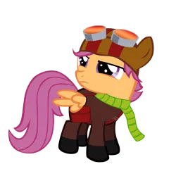 Size: 5000x5000 | Tagged: dead source, safe, artist:my-little-throwaway, derpibooru import, scootaloo, pegasus, pony, absurd resolution, clothes, crossover, female, filly, goggles, photoshop, psychonauts, razputin, scarf, simple background, solo, transparent background