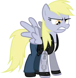 Size: 1666x1701 | Tagged: safe, artist:smashinator, derpibooru import, derpy hooves, pegasus, pony, clothes, crossover, female, francis, left 4 dead, mare, simple background, solo, tattoo, transparent background