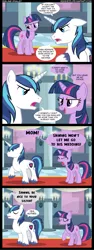 Size: 1143x3050 | Tagged: safe, artist:veggie55, derpibooru import, shining armor, twilight sparkle, pony, unicorn, a canterlot wedding, alternate scenario, brother and sister, comic, female, implied twilight velvet, male, mare, sibling rivalry, siblings, stallion, tongue out, unicorn twilight