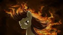 Size: 1096x614 | Tagged: safe, artist:iraecoal, derpibooru import, wild fire, pegasus, pony, female, fire, looking at you, mane of fire, mare, solo