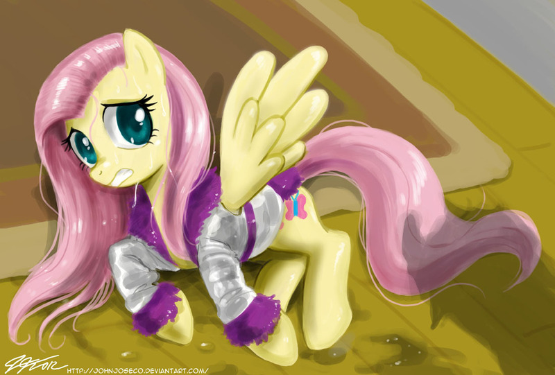 Size: 1100x744 | Tagged: safe, artist:johnjoseco, derpibooru import, fluttershy, pegasus, pony, hurricane fluttershy, bathrobe, clothes, female, mare, robe, scene interpretation, side, solo, wet, wet mane