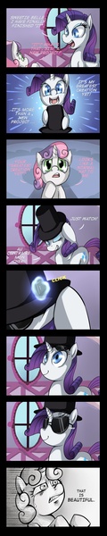 Size: 700x3490 | Tagged: safe, artist:uc77, derpibooru import, rarity, sweetie belle, pony, unicorn, amazing, carousel boutique, comic, duo, duo female, female, filly, hat, mare, meme, meme origin, paint tool sai, sisters, sunglasses, that is beautiful, top hat