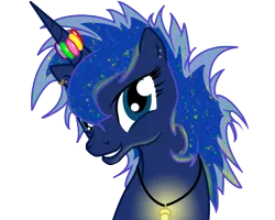 Size: 1000x800 | Tagged: safe, artist:silfoe, derpibooru import, princess luna, alicorn, pony, alternate hairstyle, bust, ear piercing, earring, female, glowstick, horn ring, jewelry, looking at you, mare, piercing, portrait, simple background, solo, transparent background
