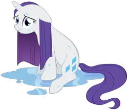 Size: 989x851 | Tagged: safe, artist:littlehybridshila, derpibooru import, rarity, pony, unicorn, female, floppy ears, mare, sad, simple background, sitting, solo, transparent background, wet, wet mane, wet mane rarity