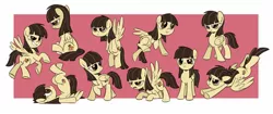 Size: 1500x632 | Tagged: safe, artist:sibsy, derpibooru import, wild fire, pegasus, pony, abstract background, dreamworks face, expressions, female, flying, grin, mare, on back, self portrait, sibsy, sitting, sketch, sketch dump, smiling, solo, unamused, wild fire is not amused