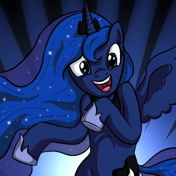 Size: 4000x4000 | Tagged: safe, artist:senselesssquirrel, derpibooru import, princess luna, alicorn, pony, abstract background, absurd resolution, bipedal, female, happy, mare, solo