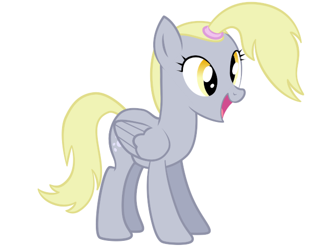 Size: 640x480 | Tagged: safe, artist:srsishere, derpibooru import, derpy hooves, pegasus, pony, alternate hairstyle, fail, female, happy, mare, open mouth, ponytail, simple background, smiling, solo, transparent background