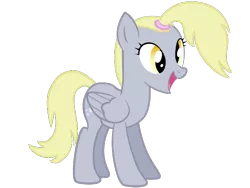 Size: 640x480 | Tagged: safe, artist:srsishere, derpibooru import, derpy hooves, pegasus, pony, alternate hairstyle, fail, female, happy, mare, open mouth, ponytail, simple background, smiling, solo, transparent background