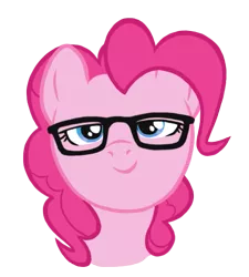 Size: 499x555 | Tagged: safe, artist:blackfeathr, derpibooru import, pinkie pie, earth pony, pony, bust, female, glasses, hipster, looking at you, mare, photoshop, portrait, simple background, smiling, solo, transparent background