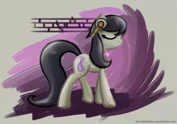 Size: 1800x1260 | Tagged: safe, artist:smockhobbes, derpibooru import, octavia melody, earth pony, pony, abstract background, female, headphones, mare, profile, solo