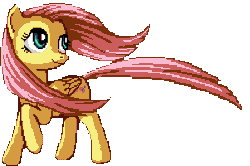 Size: 398x264 | Tagged: safe, artist:pix3m, derpibooru import, fluttershy, pegasus, pony, animated, cute, cutie mark, female, flowing mane, gif, image, looking away, looking back, mare, pixel art, simple background, smiling, solo, transparent background, wind, windswept mane