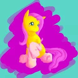 Size: 3000x3000 | Tagged: safe, artist:captainggkitten, derpibooru import, fluttershy, pegasus, pony, abstract background, blushing, clothes, female, high res, mare, sitting, socks, solo